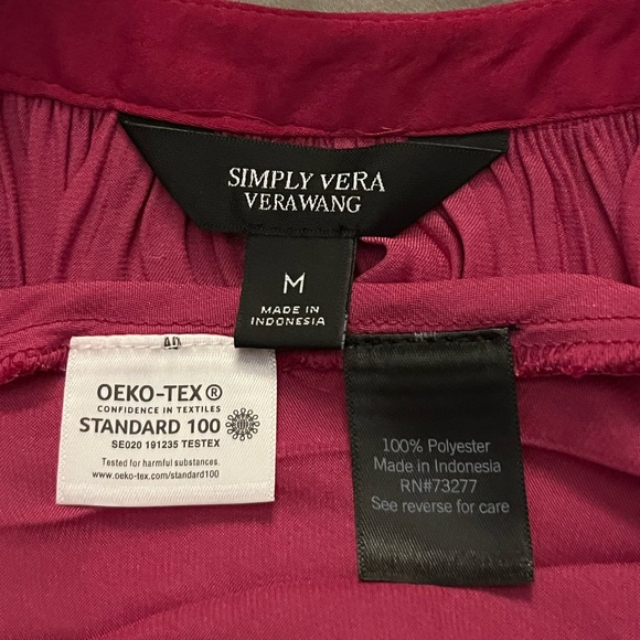 Simply Vera Wang Long Sleeve Elastic Waist Pink Fuchsia Dress Size: Medium - Picture 7 of 8